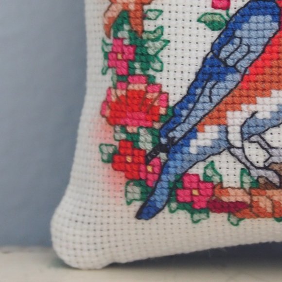 Handmade Bluebird Cross-Stitch Pincushion - Picture 5 of 9